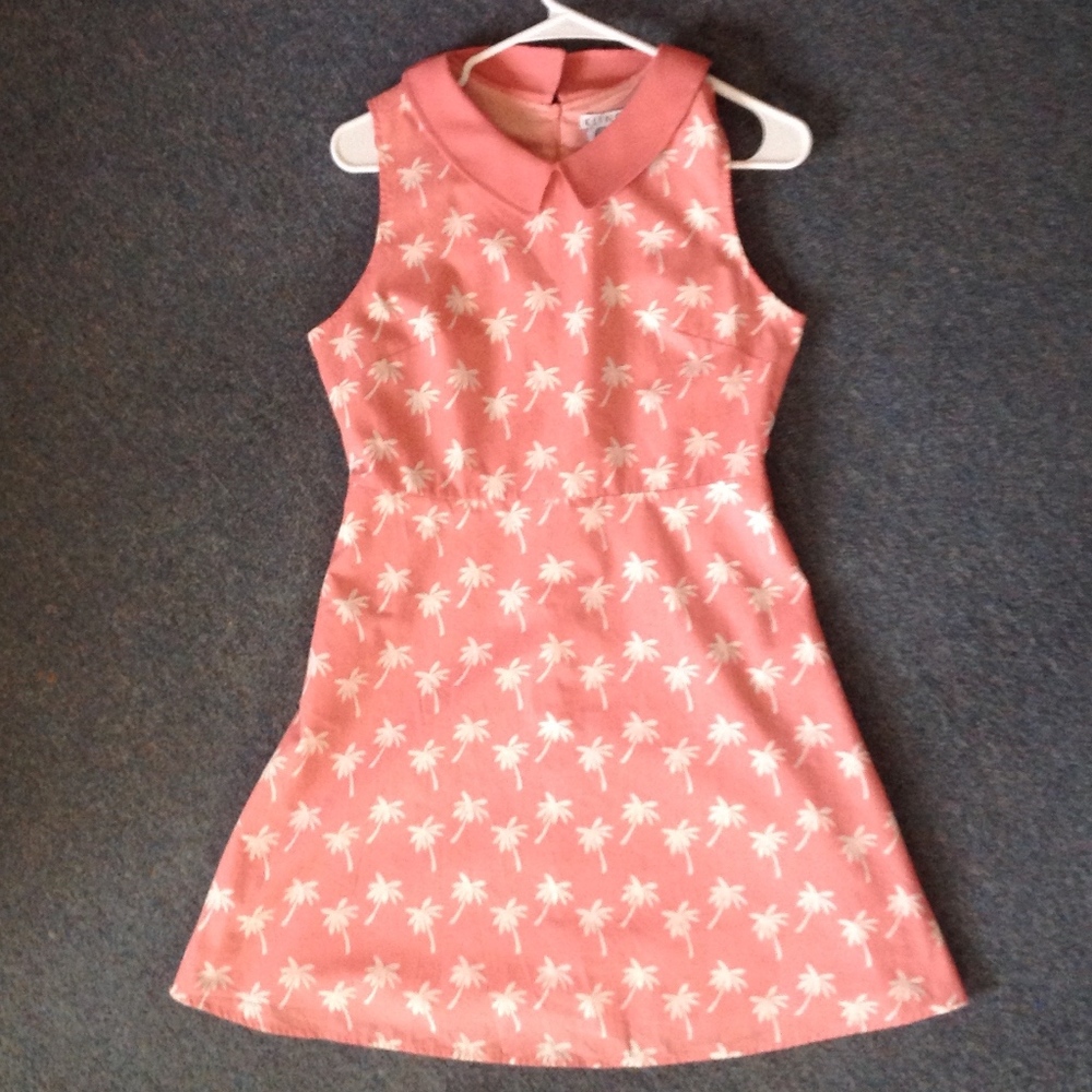 Modcloth Kling Pink Collar Palm Tree Boho Indie L